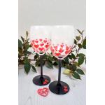 Ръчно рисувани чаши за Свети Валентин - червени сърца