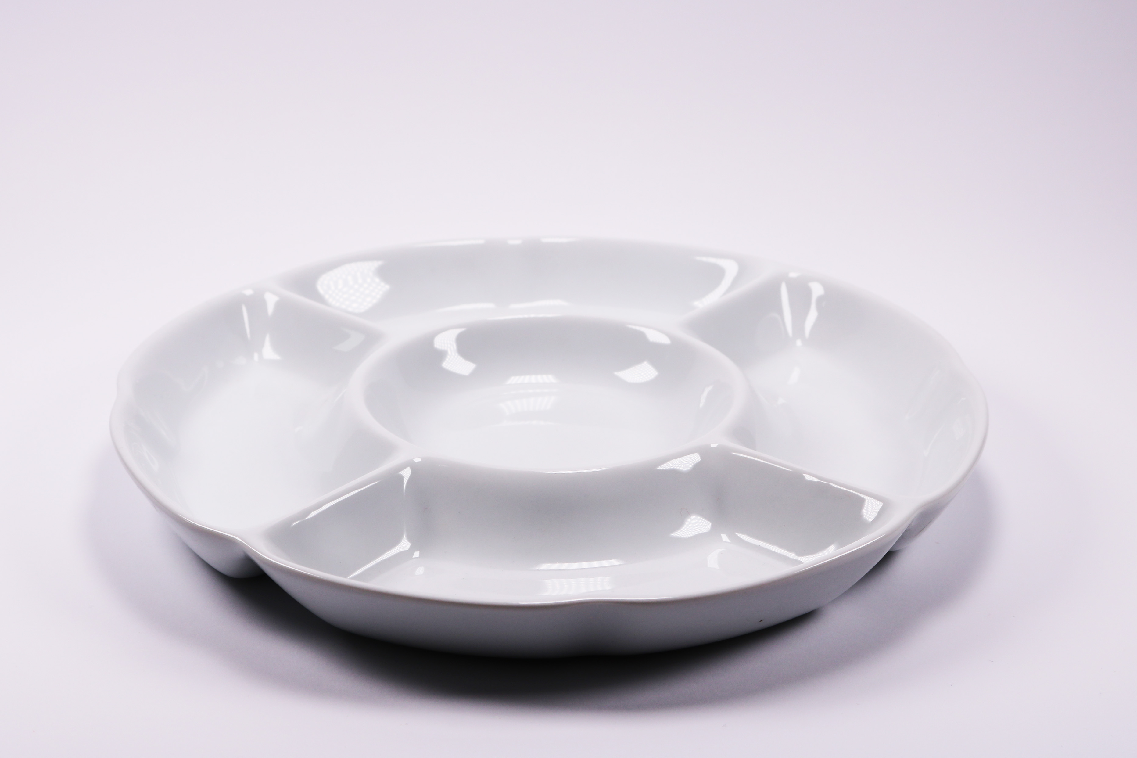 Chip &amp; Dip Serving Set Porcelain Divided Serving Platter