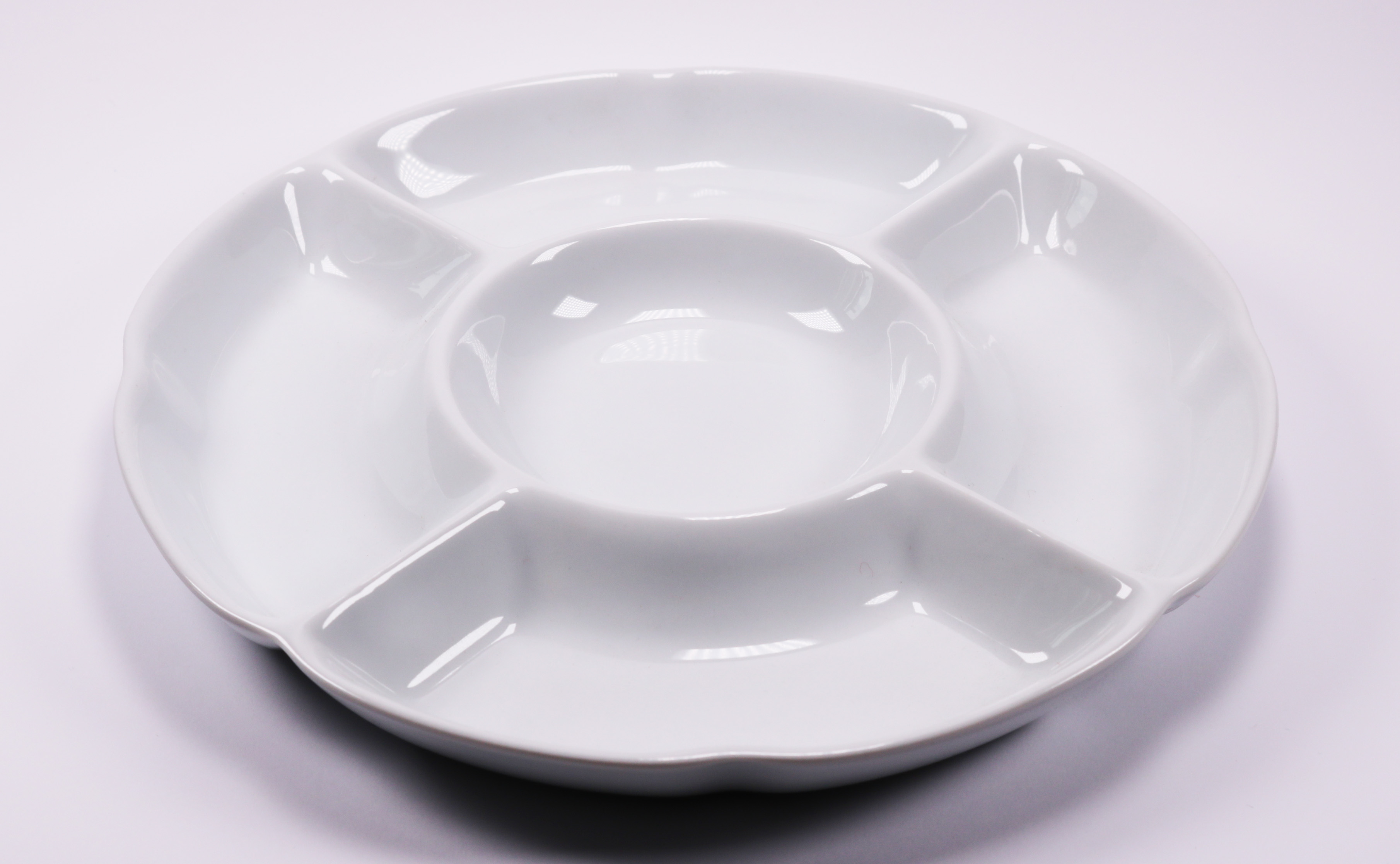 Chip &amp; Dip Serving Set Porcelain Divided Serving Platter