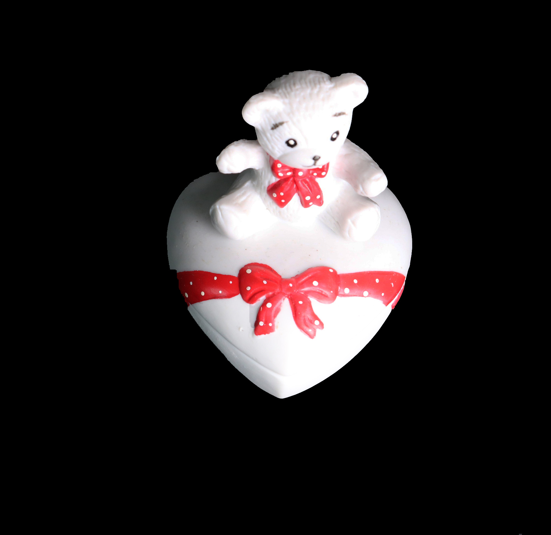 Heart Shaped Trinket Box With White Bear
