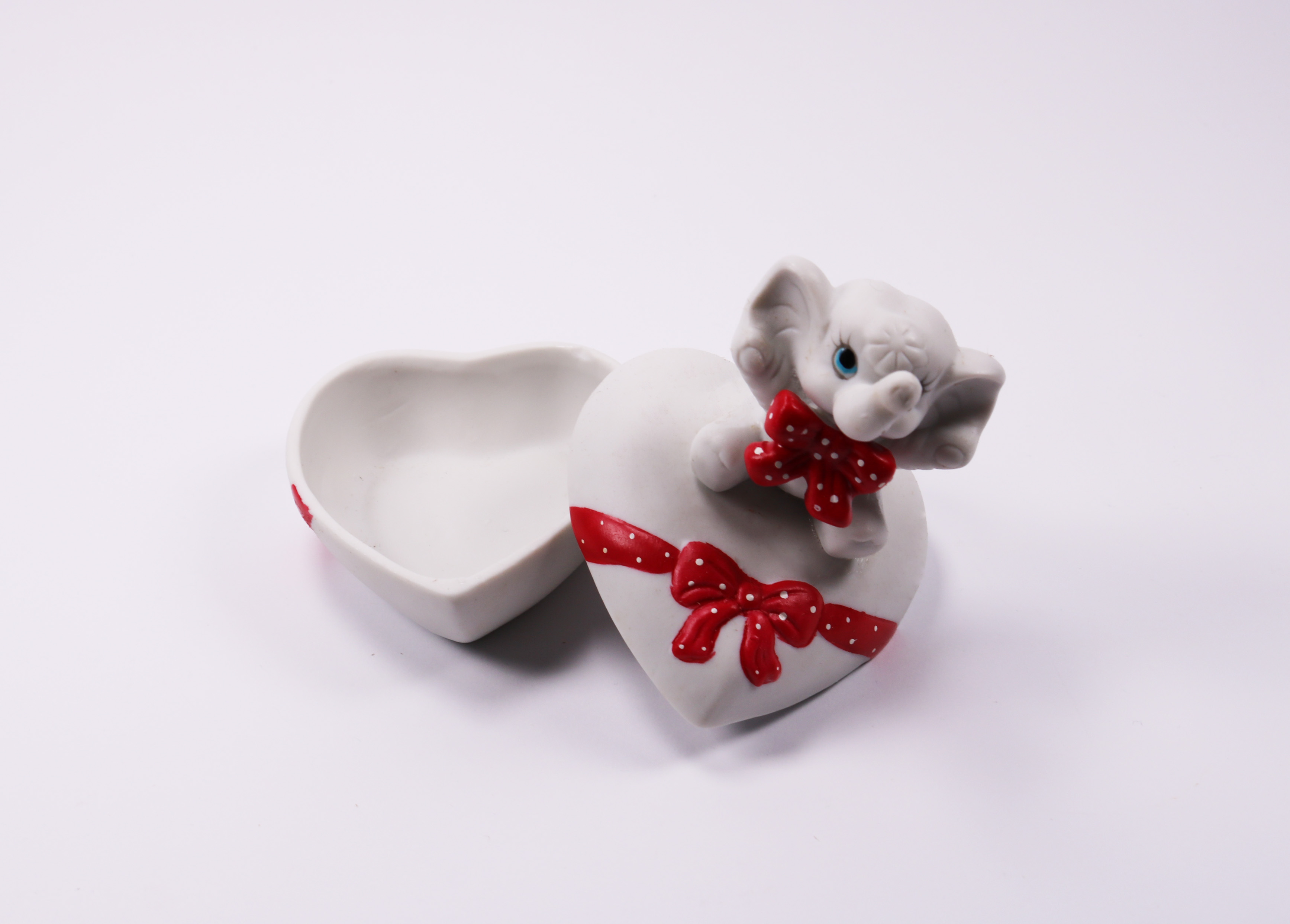 Heart Shaped Trinket Box With White Elephant