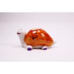 Handmade Ceramic Turtle Figurine, Orange And White Tiny Turtle