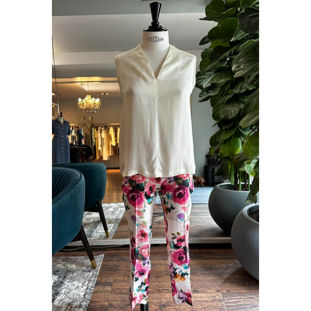 Панталон от памук, с флорални мотиви 38