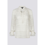 Блуза бяла, бродирана коприна-1