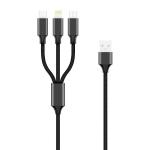 Forever кабел 3в1 microUSB iOS USB-C 2A черен